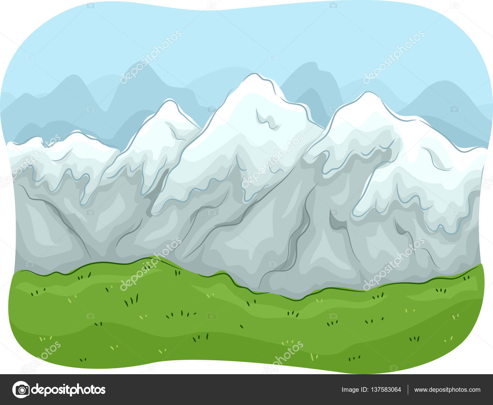 Illustration Montagne enneigée — Illustration de stock par ©lenmdp -  137583064, image size:1600x1315