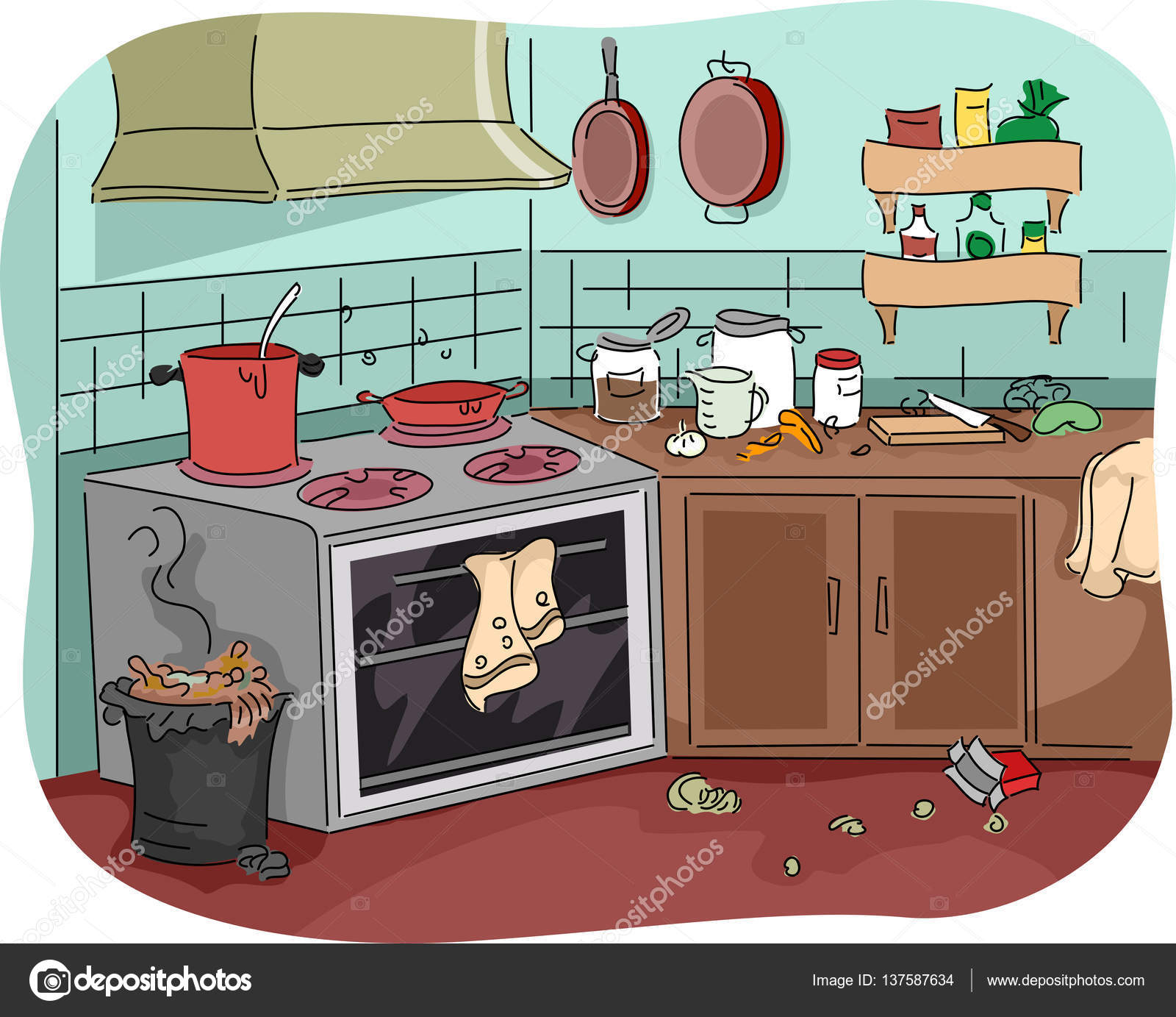 Dirty Kitchen Illustration Stock Illustration by ©lenmdp #137587634