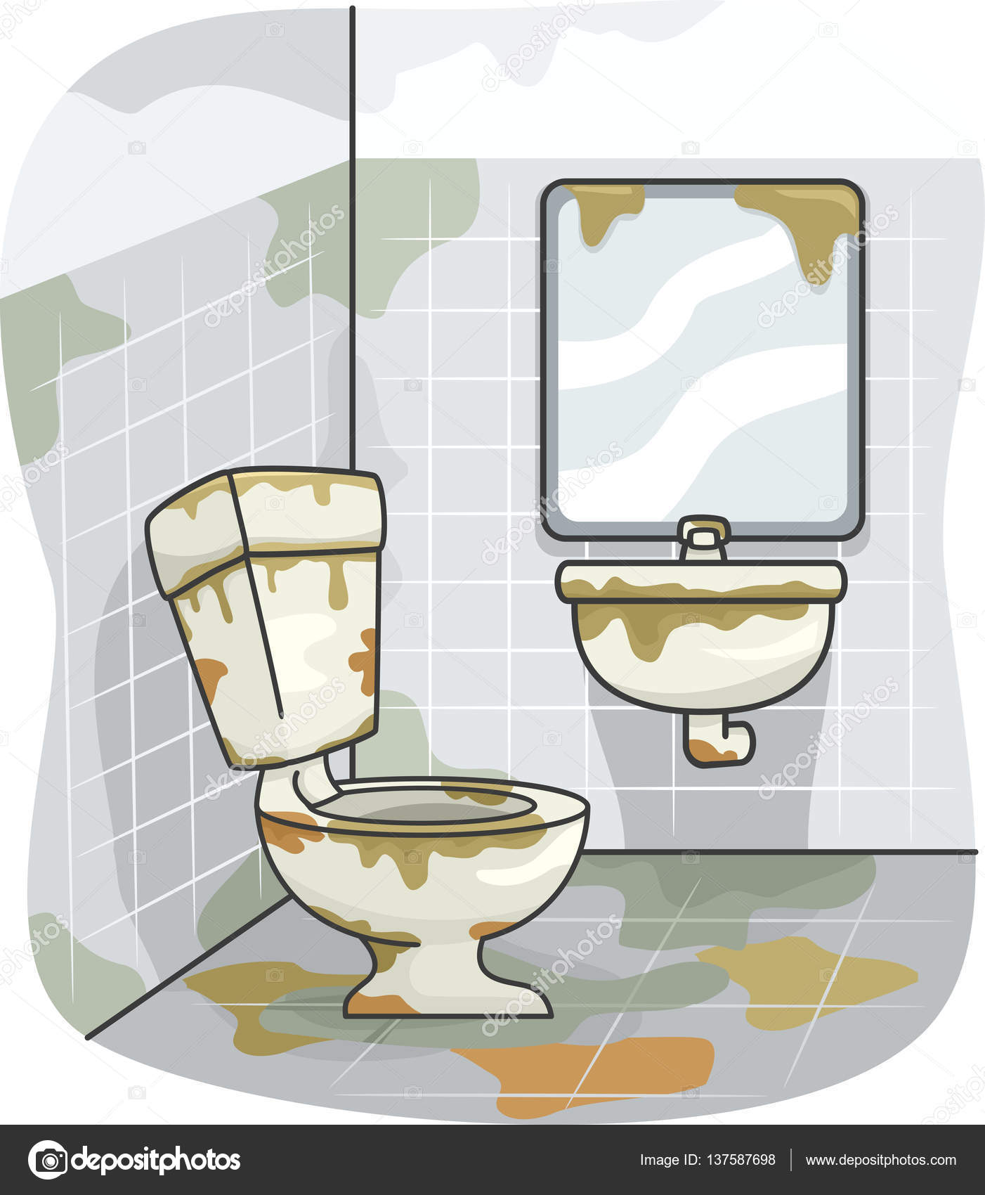 Ilustração do banheiro sujo Ilustração de ©lenmdp #137587698, image size:1402x1700