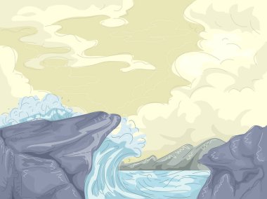 kıyıya dalgalar deniz