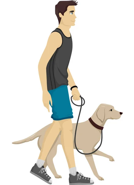 Man Dog Walk — Stock Photo, Image