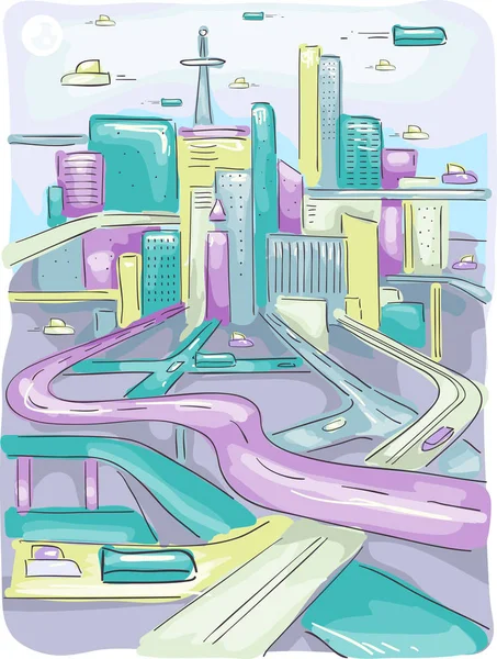 未来的な都市計画道路設定 — ストック写真