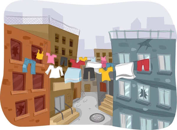 Иллюстрация зданий гетто — стоковое фото