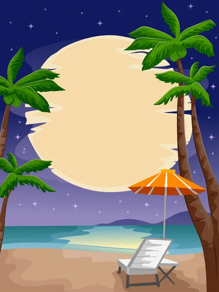 Stranden Moon Illustration — Stockfoto