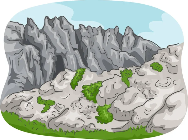 Ilustração da montanha rochosa — Fotografia de Stock