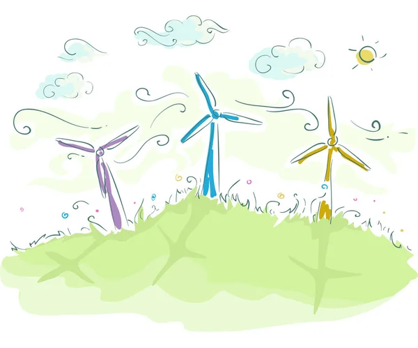 Sketch Wind Energy — Stock Photo, Image