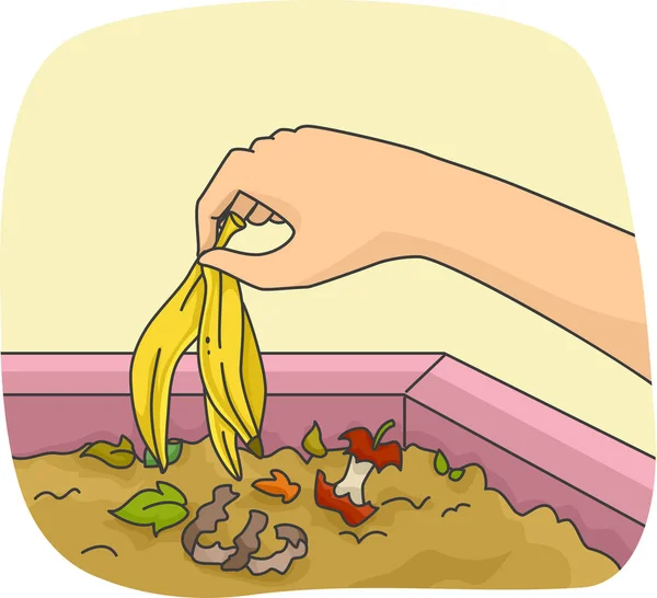 手バナナの皮堆肥 — ストック写真