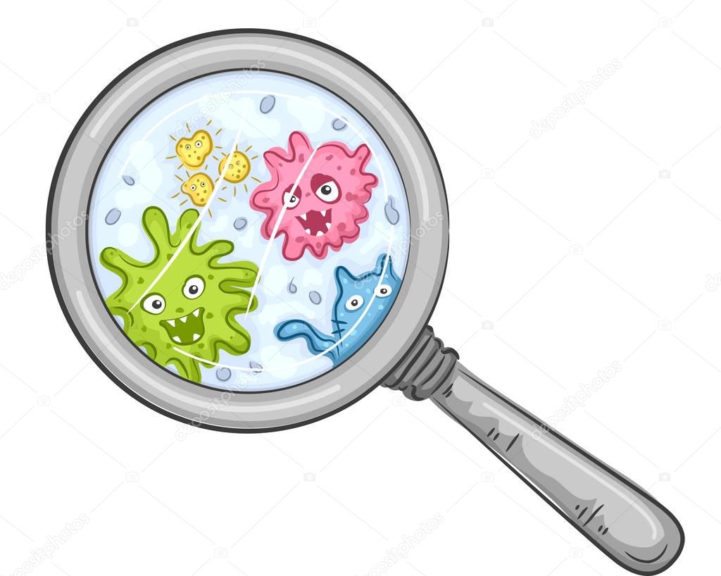 Magnifying Bacteria Illustration