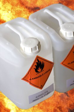 Yangın arka plan ile yanıcı sıvı kabı