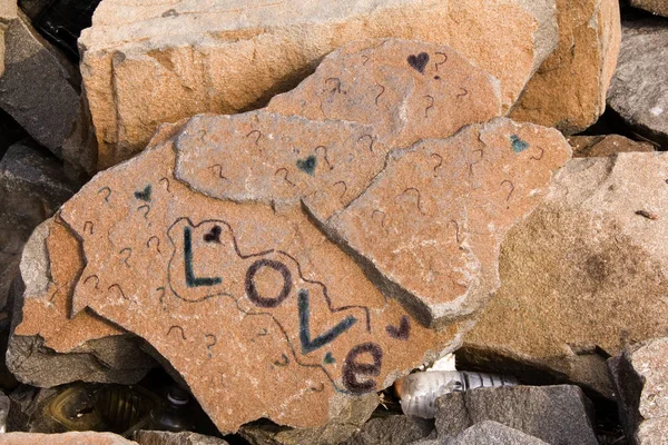 Love Written Boulder — Stock Photo, Image