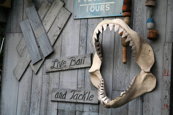 Live Bait and Tackle Sign close up shot