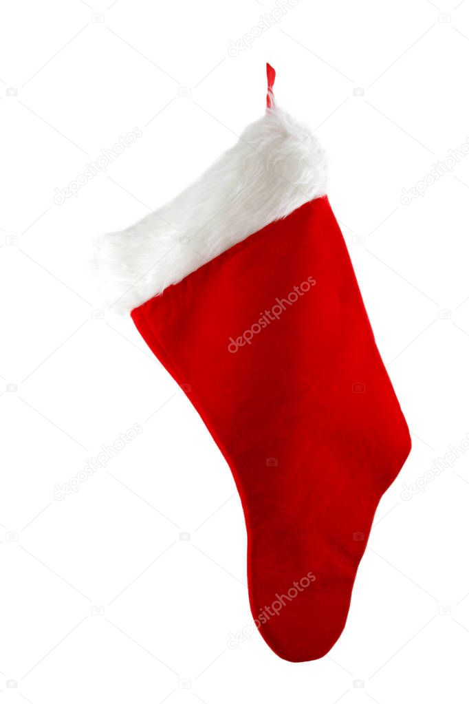 Hanging Christmas Stocking Isolated on a White Background
