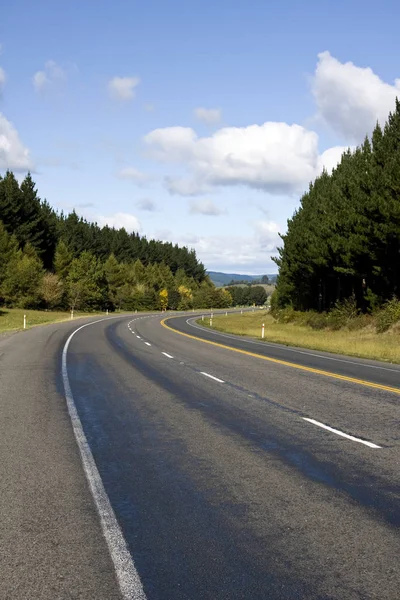 Snelweg Landelijke Omgeving Met Bos Sky — Stockfoto