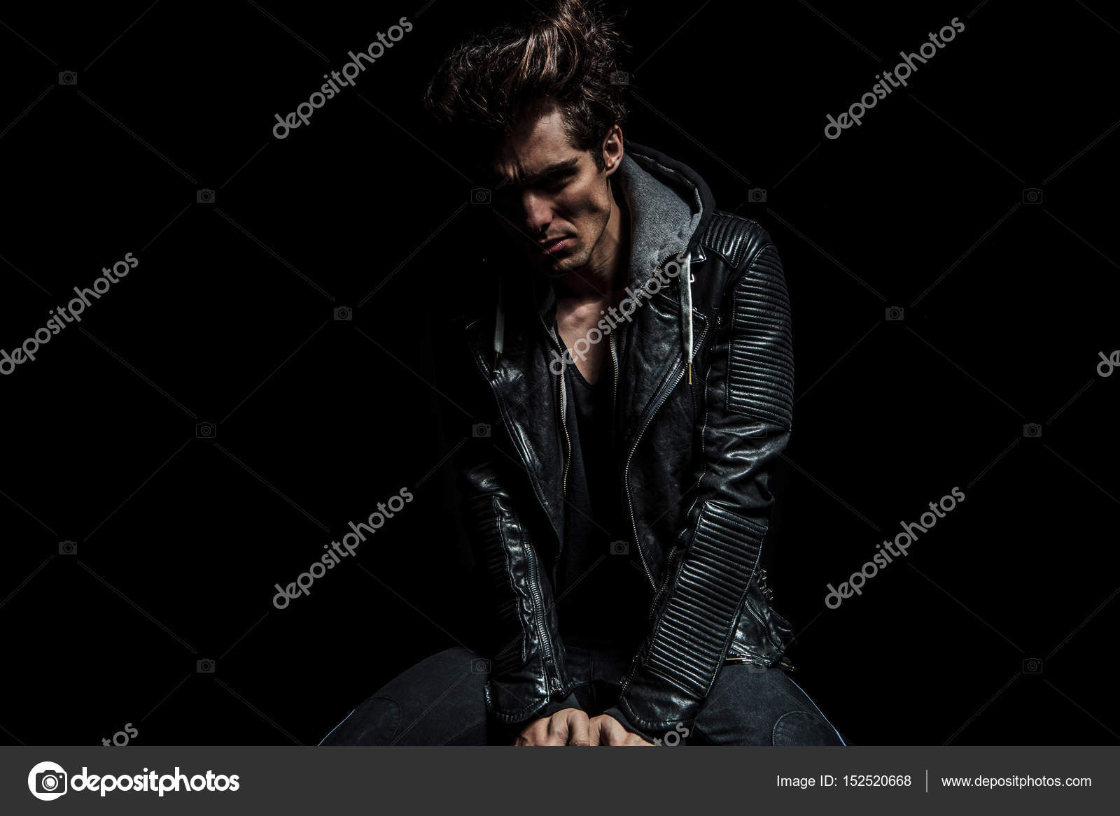 Biker Girl Hairstyles Cool Biker With Gret Hairstyle Sitting On