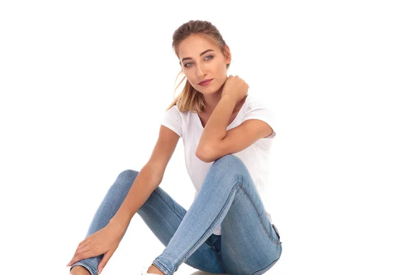 Full body picture of a young casual woman presenting Stock Photo by  ©feedough 169152468
