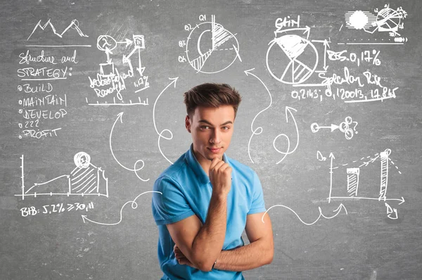 Young casual man thinking about strategy — Stock Photo, Image