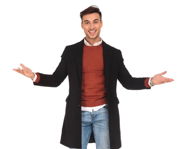 Excited young man welcoming — Stock Photo, Image