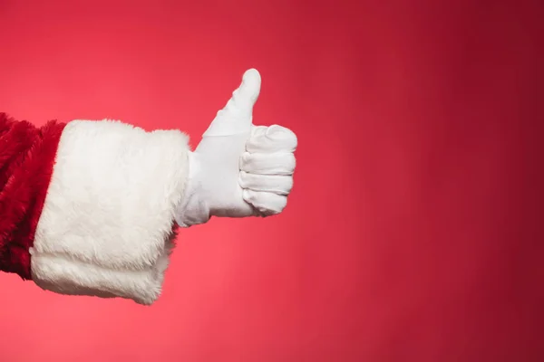 Hand des Weihnachtsmannes zeigt Daumen nach oben ok Zeichen — Stockfoto