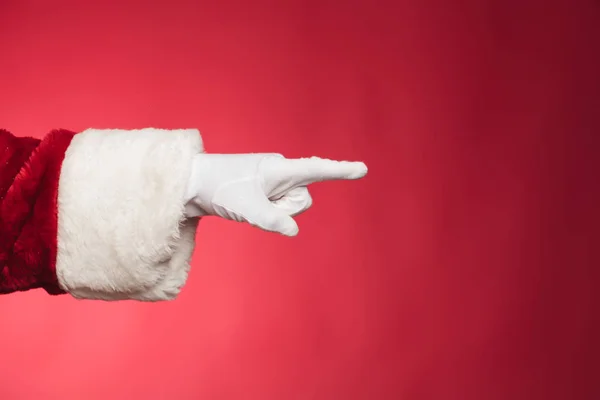 Hand des Weihnachtsmannes zeigt mit dem Finger — Stockfoto