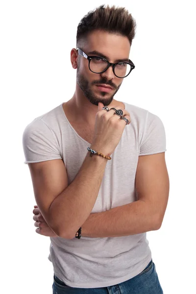 Pensive young cool caual man — Stock Photo, Image