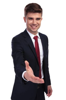 mutlu genç işadamı hoş bir jest yapma