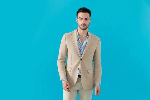 Sexy young smart casual man wearing suit — Stock Photo, Image