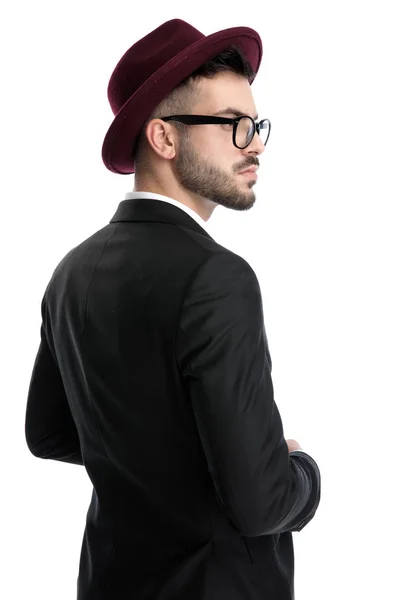 Formal business man looking away with a deep look — 图库照片