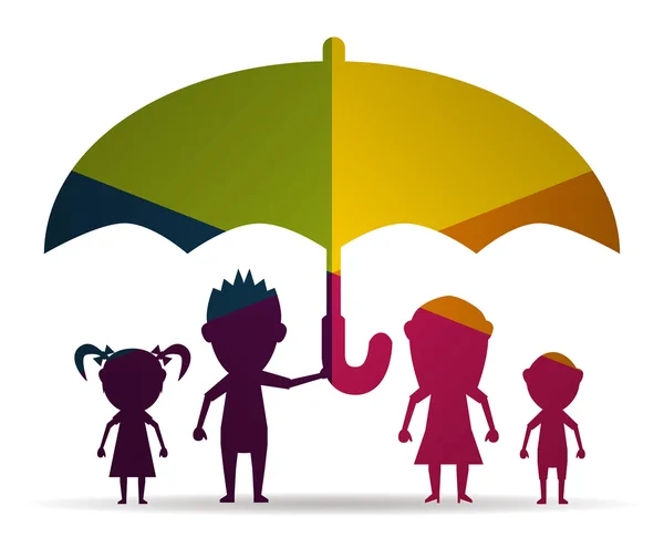 Dolls family protected multicolor icon vector — Stock Vector