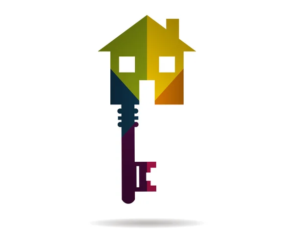 Sleutel tot huis multicolor pictogram vector — Stockvector