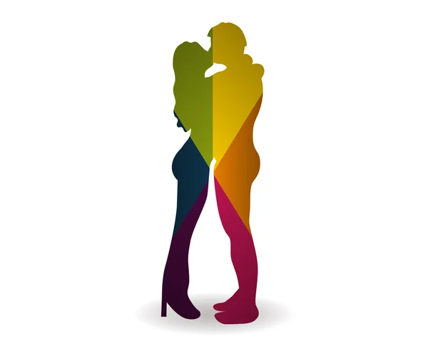 Küssen Paar mehrfarbigen Symbol-Vektor — Stockvektor
