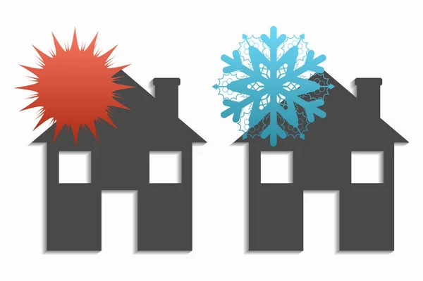Varma och kalla bostäder — Stock vektor