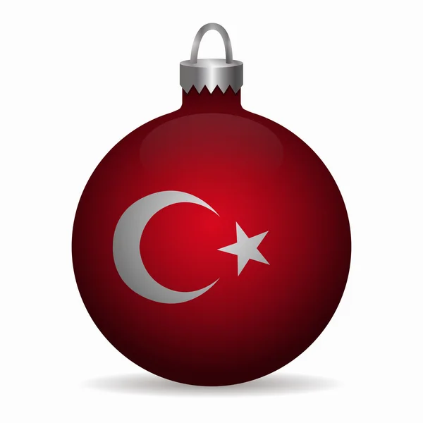 Turkey flag christmas ball vector — Stock Vector