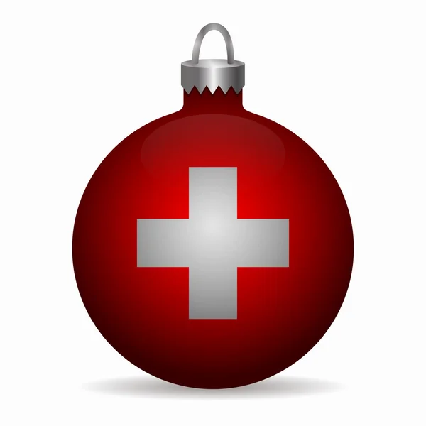 Drapeau suisse vecteur de boule de Noël — Image vectorielle