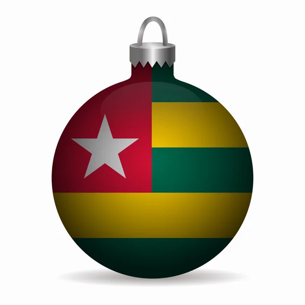 Togo flag christmas ball vector — Stock Vector