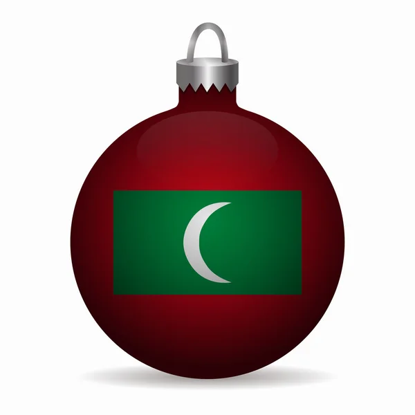 Maldives flag christmas ball vector — Stock Vector