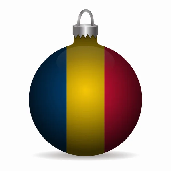 Romania flag christmas ball vector — Stock Vector