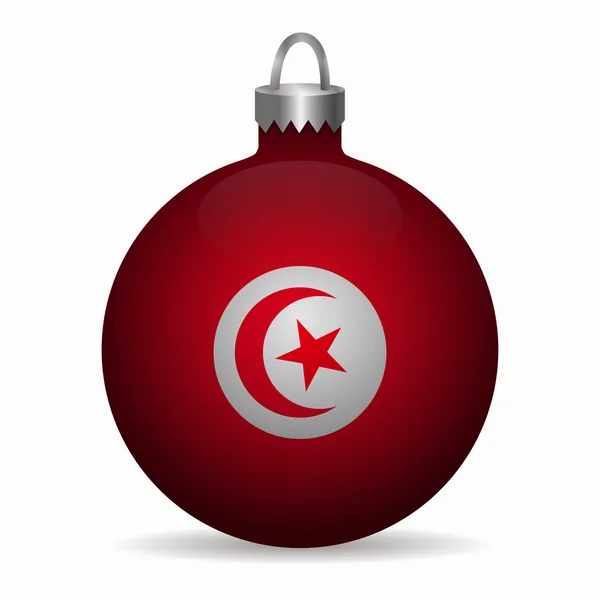 Tunisia flagge weihnachtskugel vektor — Stockvektor