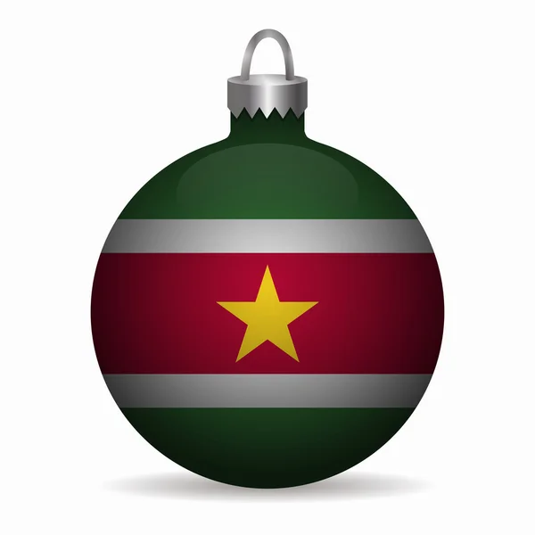 Surinam bandera navidad bola vector — Vector de stock