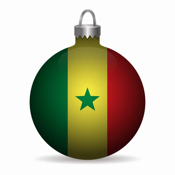 Senegal bandera navidad bola vector — Vector de stock