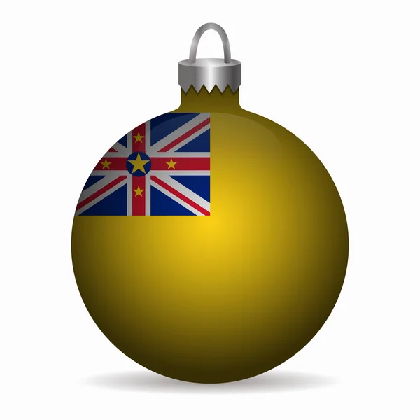 Niue flag christmas ball vector — Stock Vector