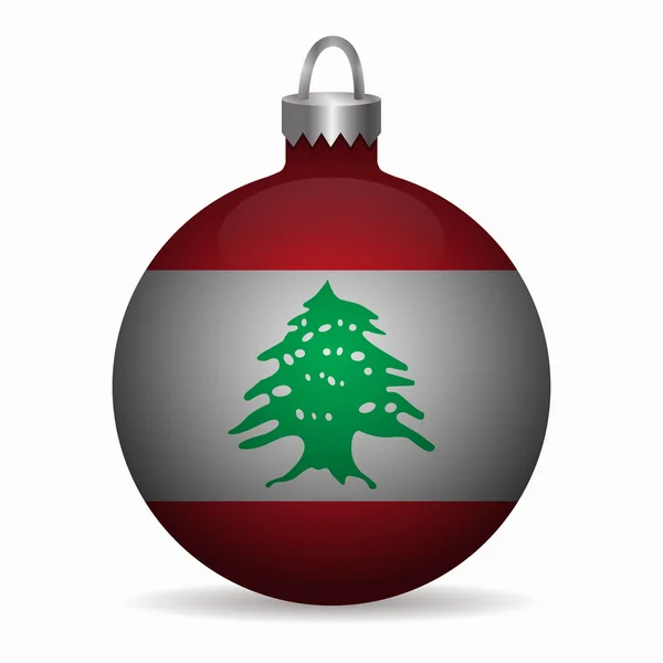 Libanon vlag kerst bal vector — Stockvector