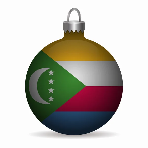 Flaga Komorów Boże Narodzenie piłka wektor — Wektor stockowy