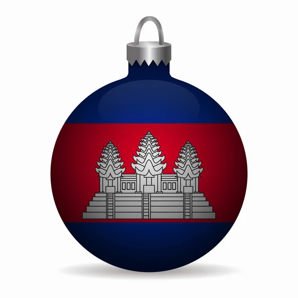 Cambodia flag christmas ball vector — Stockový vektor