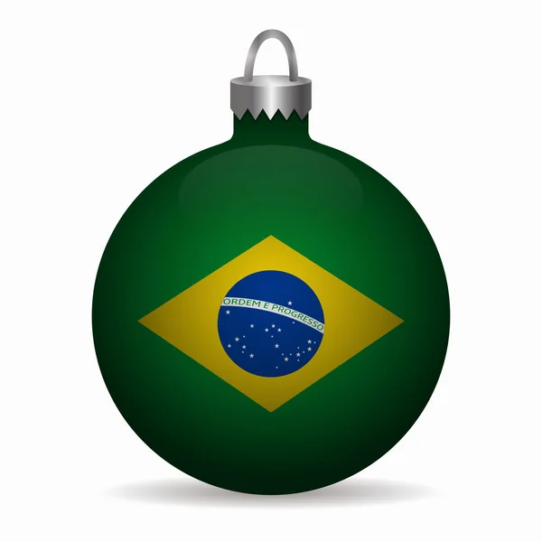 Brazil flag christmas ball vector — ストックベクタ