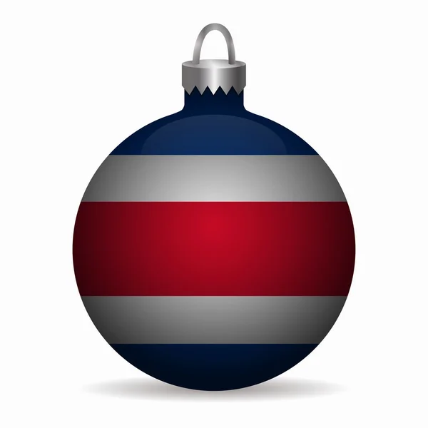 Costa Rica Flagge Weihnachtskugel Vektor — Stockvektor