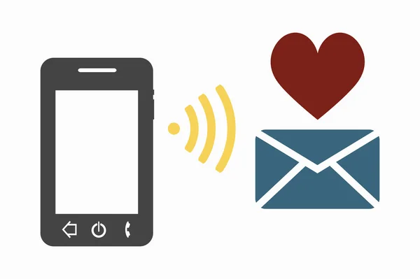 Smartphone verzendende liefde bericht — Stockvector