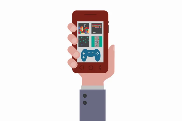 Hand in Hand mit Smartphone-Spielen — Stockvektor
