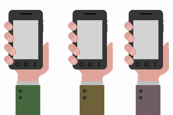 Three hands grabbing smartphone — Stock Vector