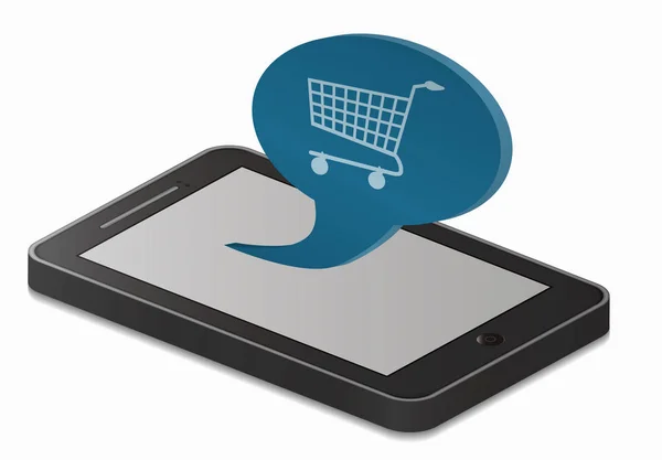 Smartphone y compras — Vector de stock