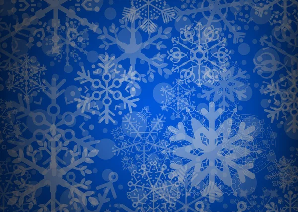 Fondo azul navidad y copos de nieve — Archivo Imágenes Vectoriales